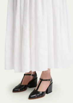 Gabriela HearstHawes Leather T-Strap Block-Heel Pumps