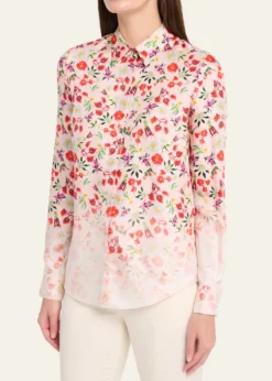 Gabriela HearstHenri Ombre Floral Silk Button-Down Blouse