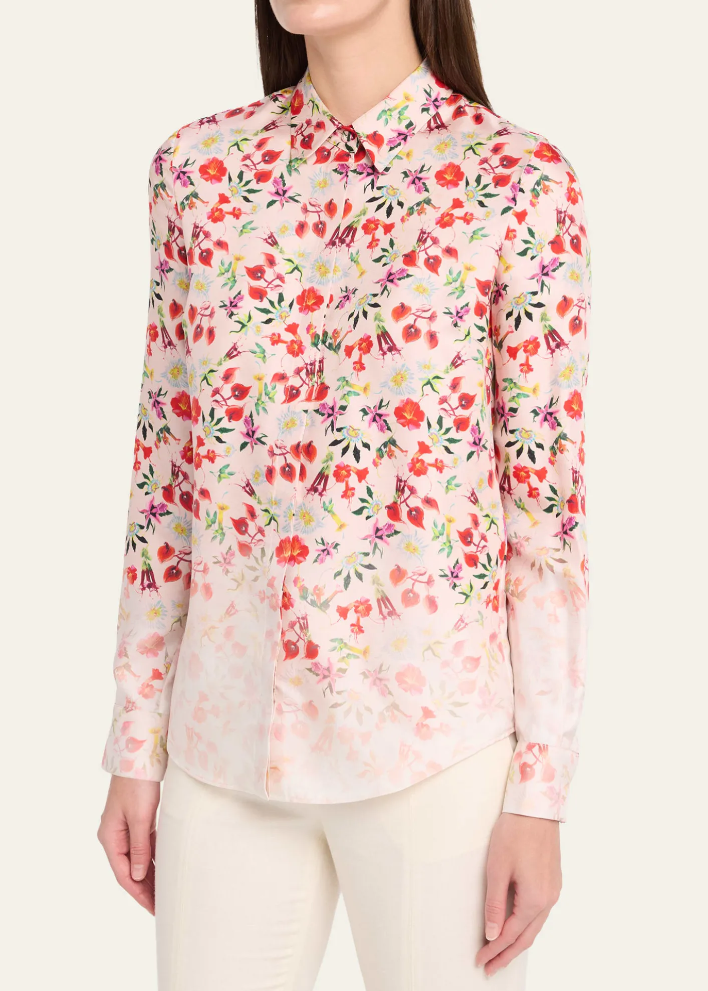 Gabriela HearstHenri Ombre Floral Silk Button-Down Blouse