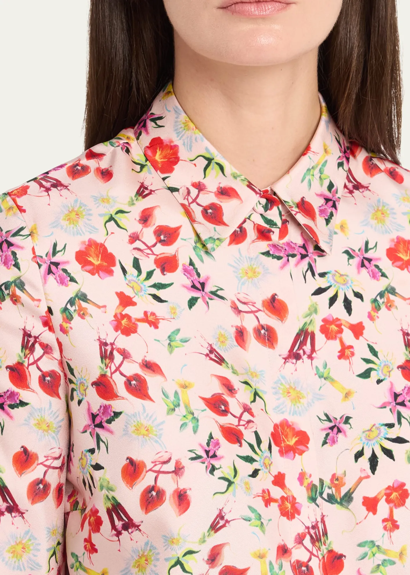 Gabriela HearstHenri Ombre Floral Silk Button-Down Blouse