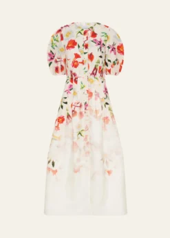 Gabriela HearstIgnis Degrade Floral-Print Linen Puff-Sleeve Midi Dress