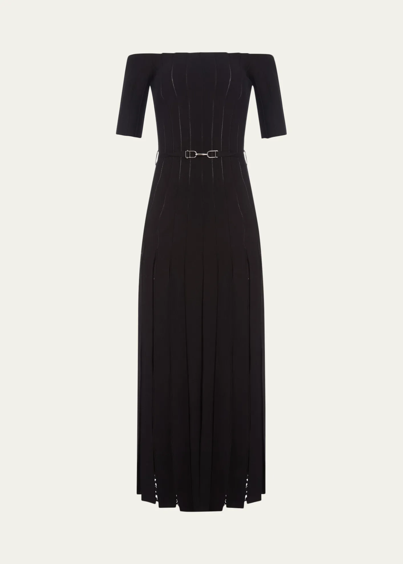 Gabriela HearstKurt Off-The-Shoulder Pleated Merino Dress