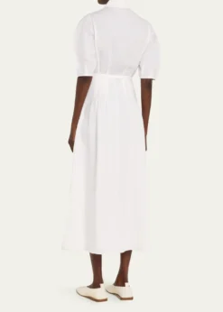Gabriela HearstMaude Linen Puff-Sleeve Belted Midi Shirtdress