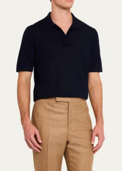 Gabriela HearstMen's Stendhal Cashmere Knit Polo Shirt