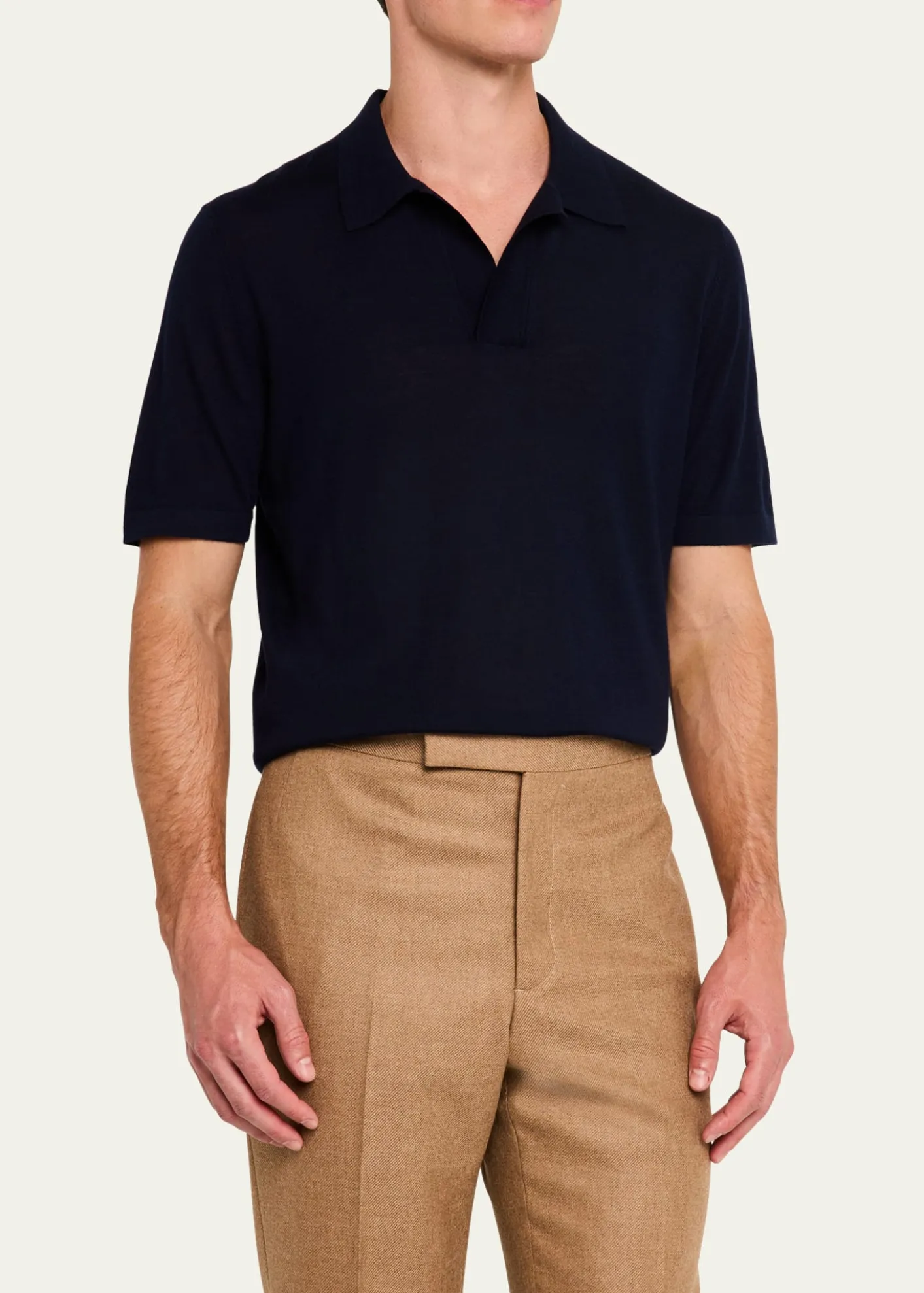 Gabriela HearstMen's Stendhal Cashmere Knit Polo Shirt