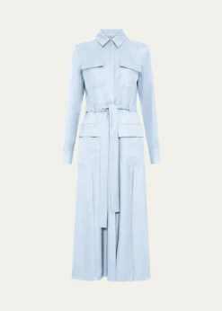 Gabriela HearstMeyer Meyer Virgin Wool and Silk Belted Midi Shirtdress
