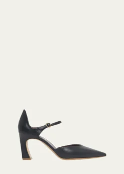 Gabriela Hearst75mm Devil Leather Ankle-Strap Pumps