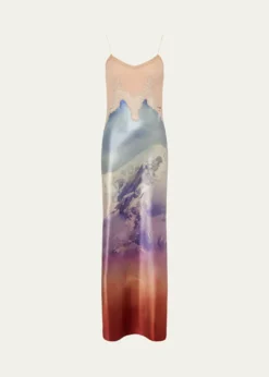 Gabriela Hearstx Paul Smith Adolphine Mixed-Media Slip Dress