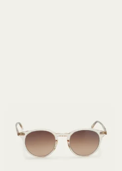 Garrett LeightMen's Clune Sun Keyhole-Bridge Round Sunglasses