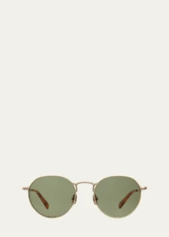 Garrett LeightMen's Ocampo Metal Round Sunglasses with Side Shields