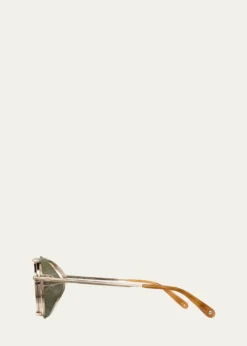 Garrett LeightMen's Ocampo Metal Round Sunglasses with Side Shields
