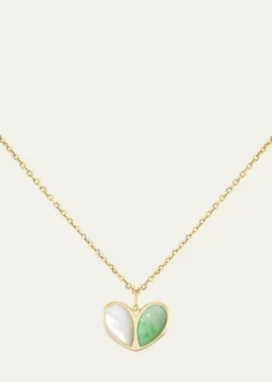Gemella Jewels18K Yellow Gold Sweetheart Mother of Pearl and Jade Necklace