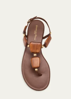 Gianvito RossiBeaded Nappa Metallic Leather Thong Sandals