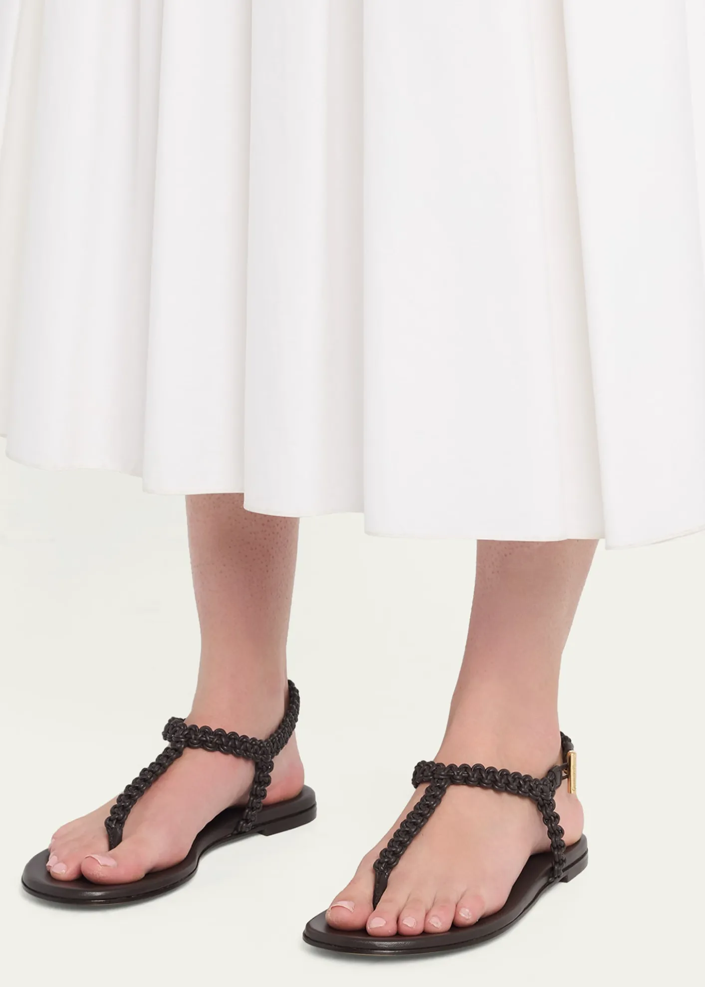 Gianvito RossiBraided Nappa Leather Flat Thong Sandals