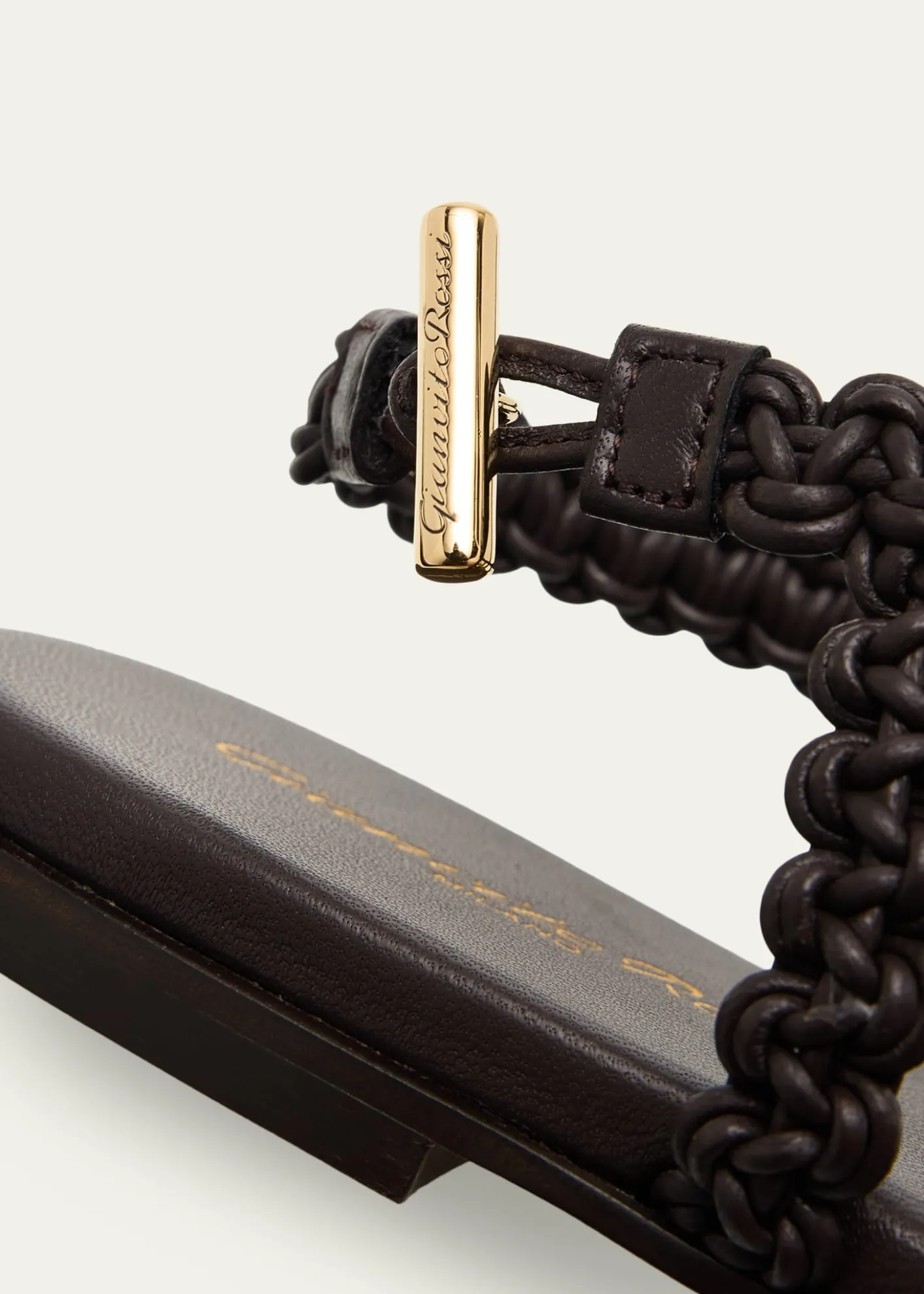 Gianvito RossiBraided Nappa Leather Flat Thong Sandals