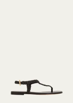 Gianvito RossiBraided Nappa Leather Flat Thong Sandals