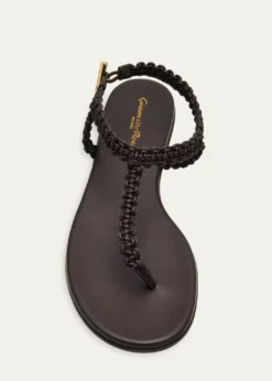 Gianvito RossiBraided Nappa Leather Flat Thong Sandals