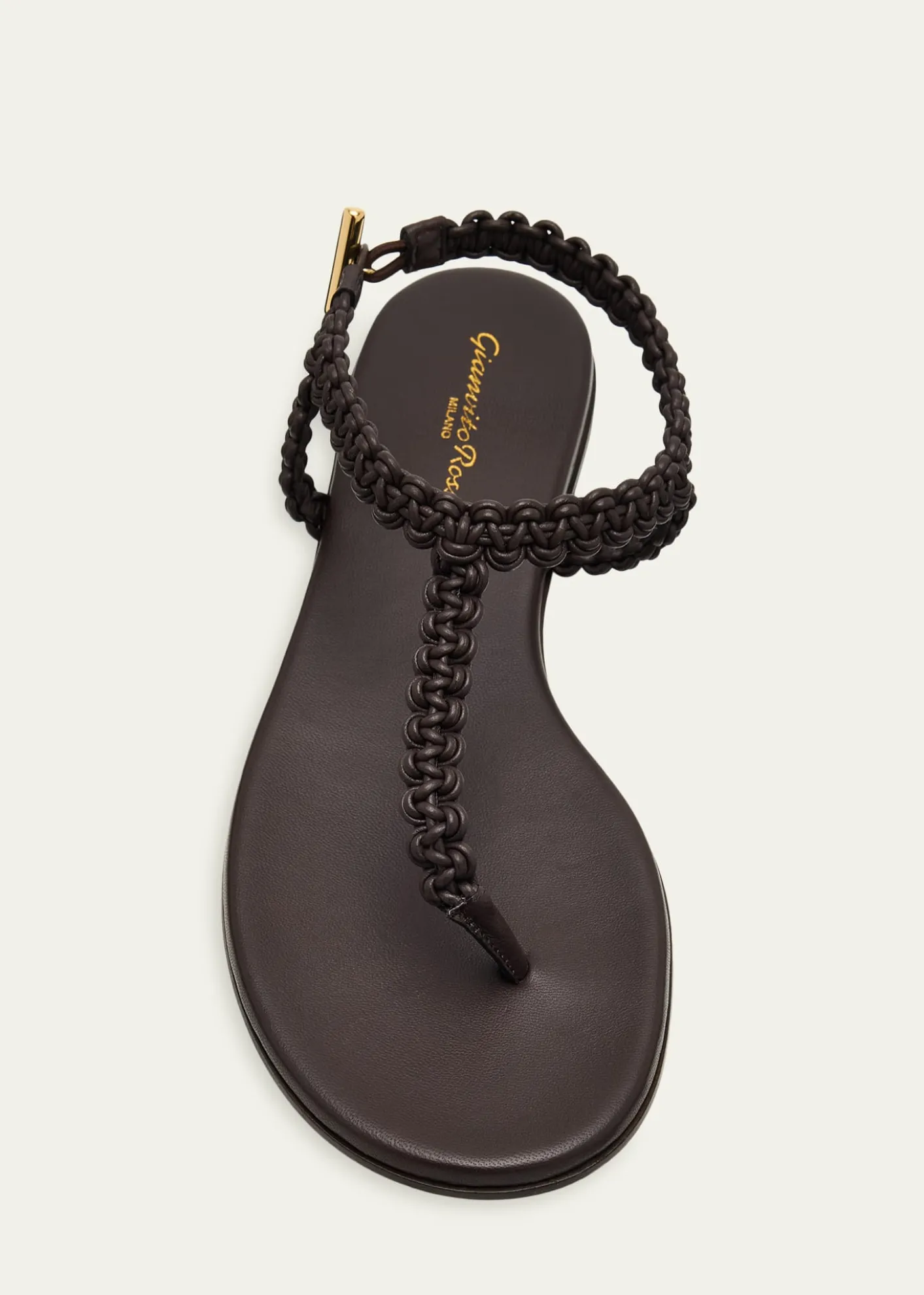 Gianvito RossiBraided Nappa Leather Flat Thong Sandals