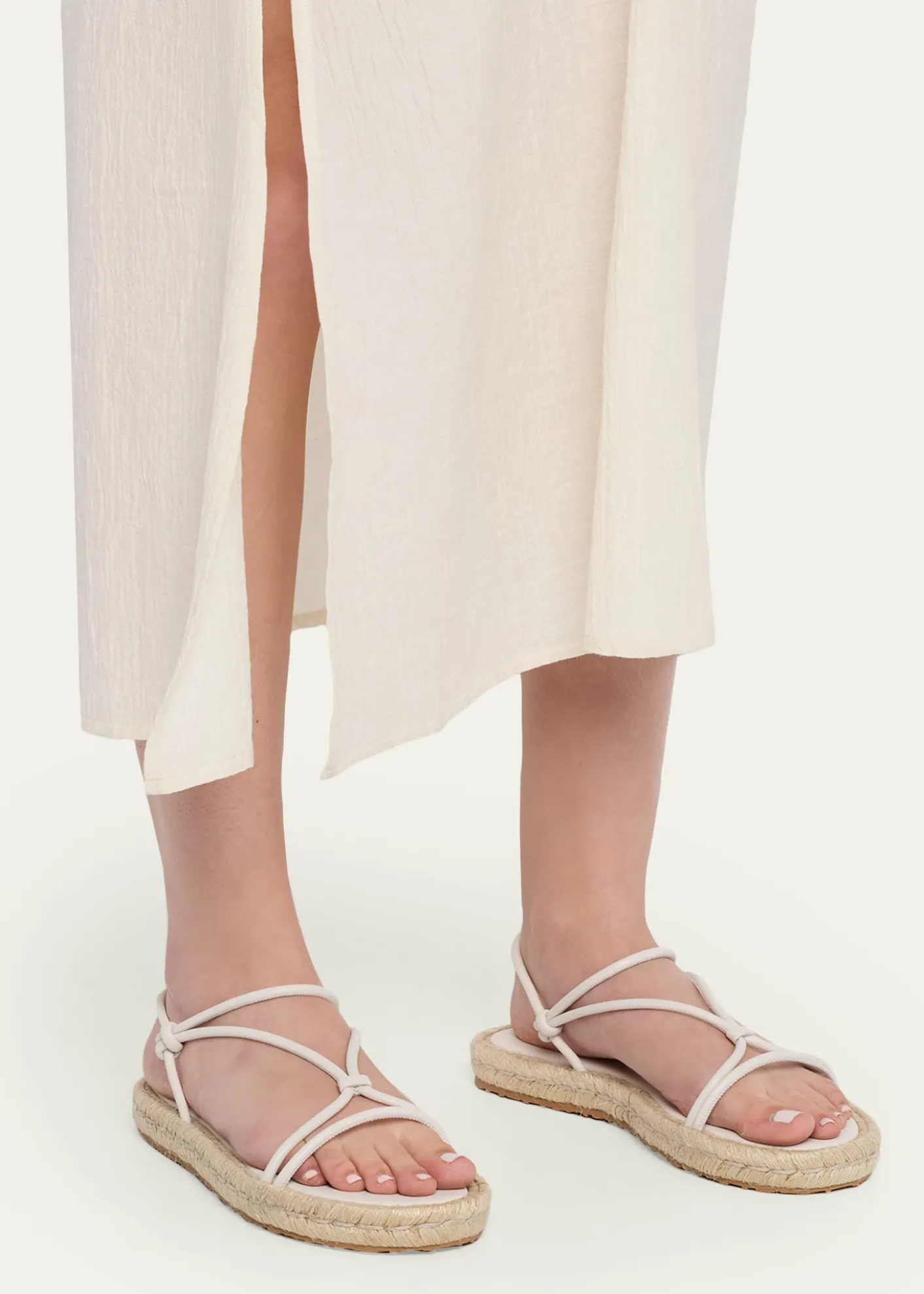 Gianvito RossiLeather Flat Espadrille Sandals