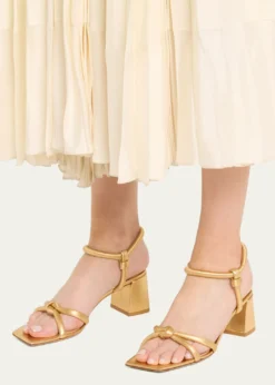 Gianvito RossiLeather Knot Ankle-Strap Sandals