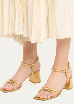 Gianvito RossiLeather Knot Ankle-Strap Sandals