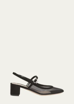 Gianvito RossiMesh Mary Jane Ballerina Pumps