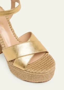 Gianvito RossiMetallic Raffia Crisscross Platform Sandals