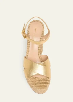 Gianvito RossiMetallic Raffia Crisscross Platform Sandals