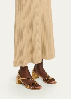 Gianvito Rossi45mm Betsy Metallic Leather Sandals