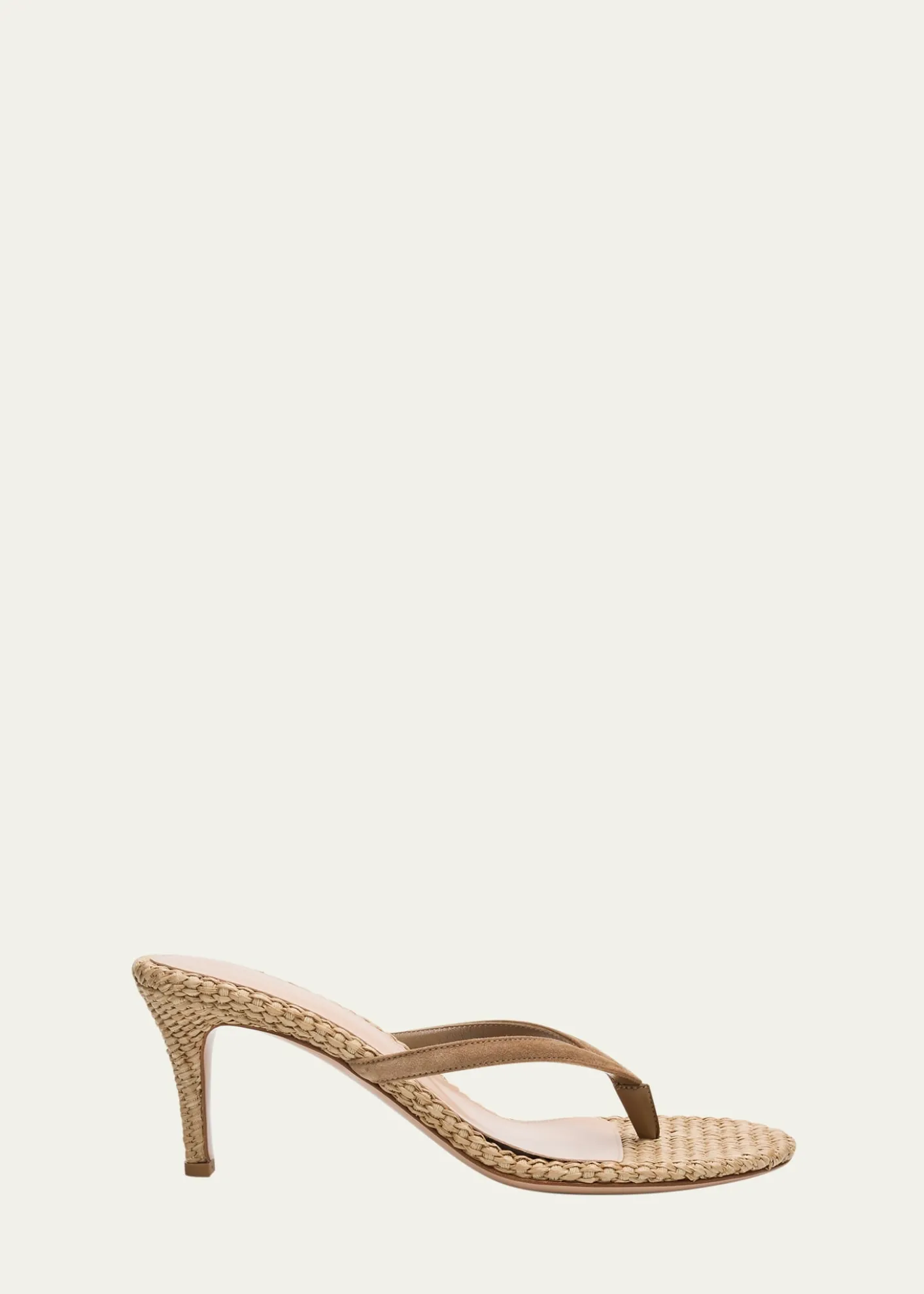 Gianvito Rossi70mm Calypso Suede and Raffia Heeled Thong Sandals