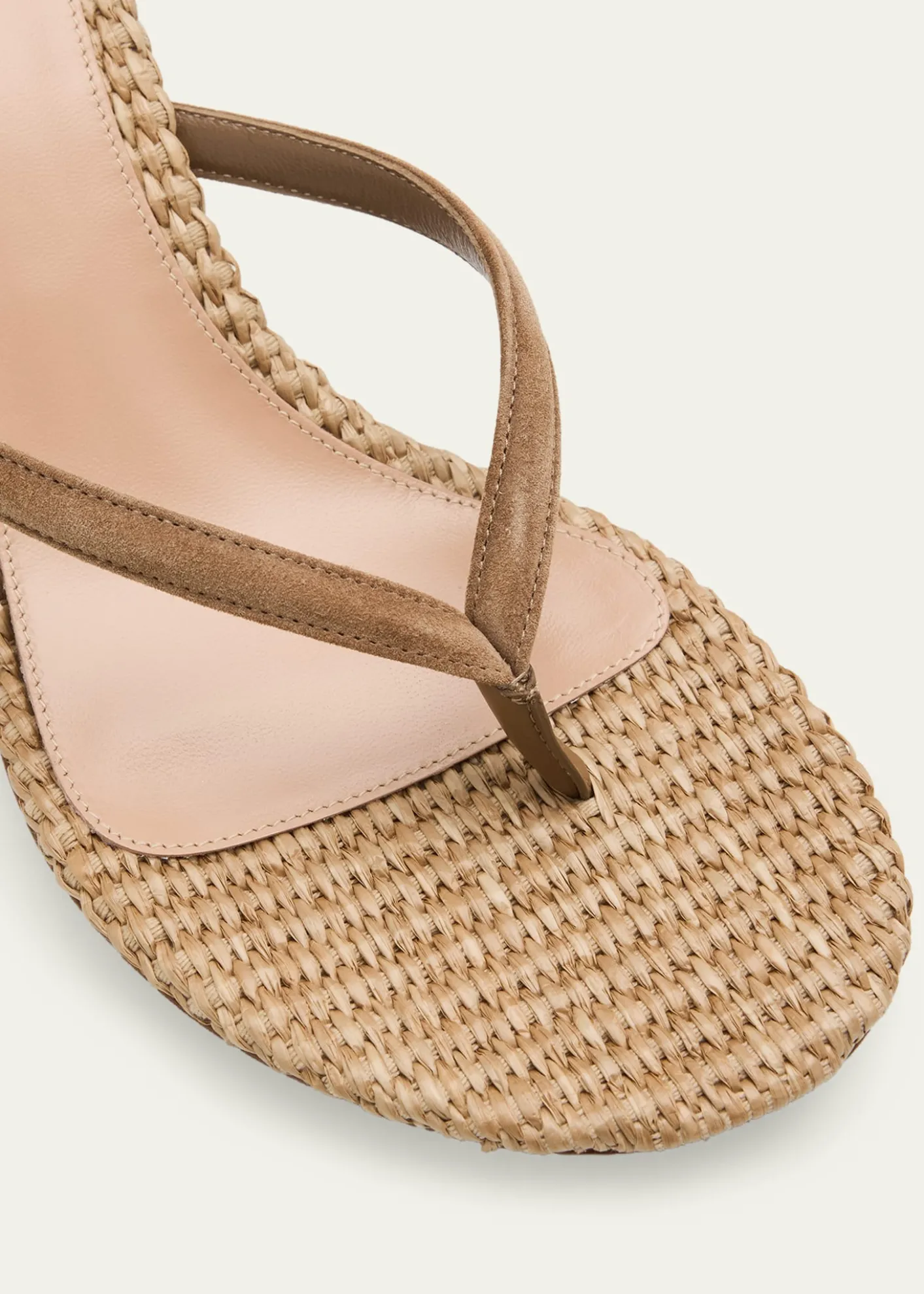 Gianvito Rossi70mm Calypso Suede and Raffia Heeled Thong Sandals