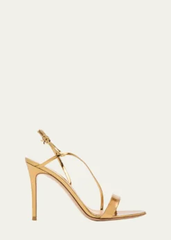 Gianvito Rossi95mm Manhattan Metallic Leather Sandals