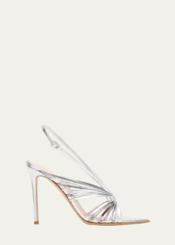 Gianvito Rossi105mm Metallic Leather Slingback Sandals