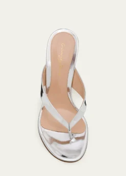 Gianvito Rossi70mm Metallic Leather Thong Sandals