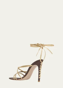 Gianvito Rossi105mm Metallic Leather Ankle-Tie Sandals