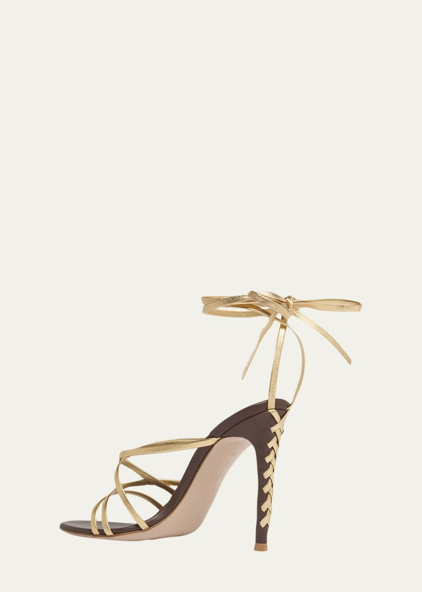 Gianvito Rossi105mm Metallic Leather Ankle-Tie Sandals