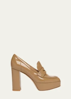 Gianvito Rossi70mm Patent Platform Penny Loafers