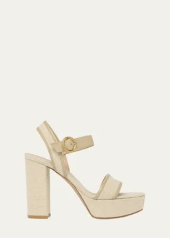 Gianvito Rossi70mm Platform Leather-Trimmed Canvas Sandals