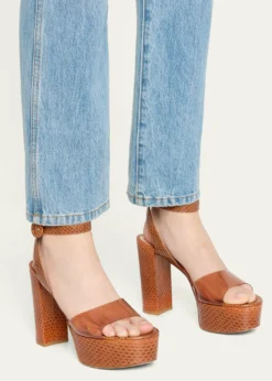 Gianvito Rossi70mm Plexi Snake-Embossed Leather Platform Sandals