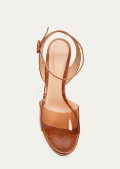Gianvito Rossi70mm Plexi Snake-Embossed Leather Platform Sandals