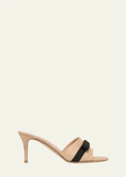 Gianvito Rossi70mm Raffia Bow Mule Sandals