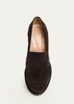Gianvito Rossi70mm Suede Platform Penny Loafers