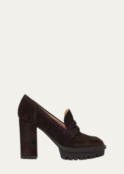 Gianvito Rossi70mm Suede Platform Penny Loafers