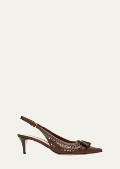 Gianvito Rossi55mm Vitello Cutout Leather Slingback Pumps