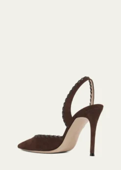 Gianvito Rossi85mm Whipstitch Suede Slingback Pumps