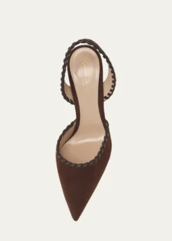 Gianvito Rossi85mm Whipstitch Suede Slingback Pumps