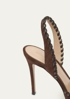 Gianvito Rossi85mm Whipstitch Suede Slingback Pumps
