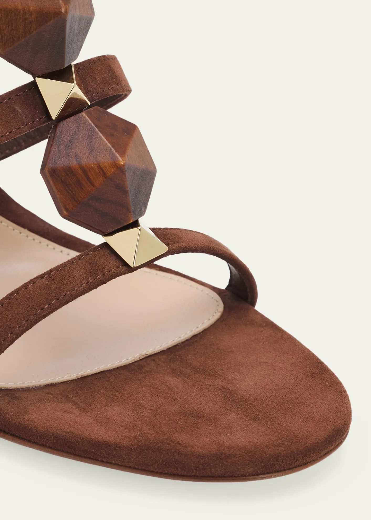 Gianvito Rossi70mm Wooden Stud Suede Caged Sandals