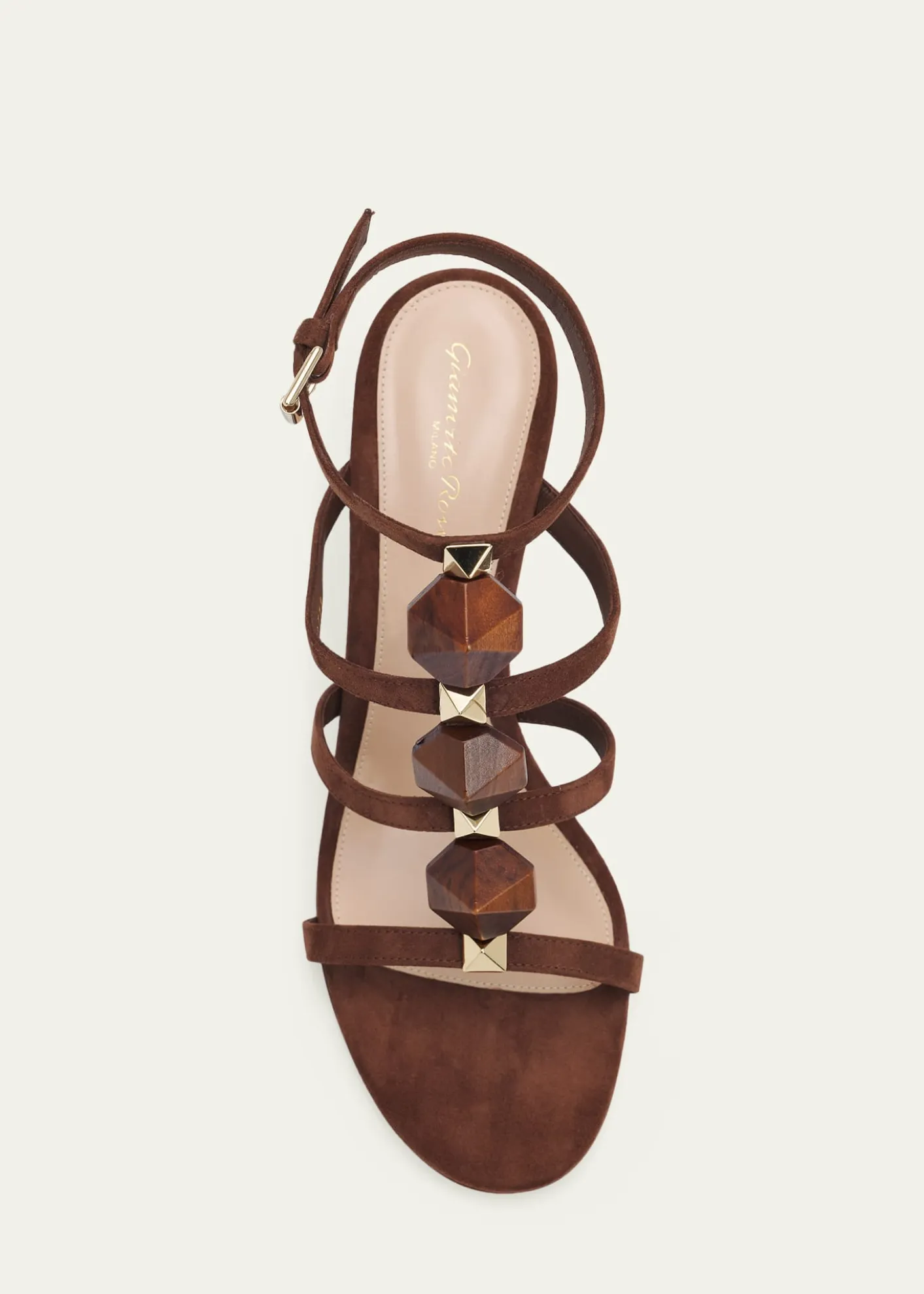Gianvito Rossi70mm Wooden Stud Suede Caged Sandals