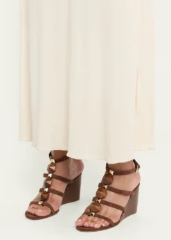 Gianvito Rossi70mm Wooden Stud Suede Caged Sandals